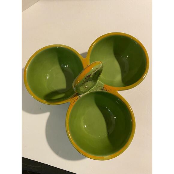 3 Section GREEN Serving Dish Bowl Set for Candy, Nuts, Dips, Condiments - Picture 3 of 7